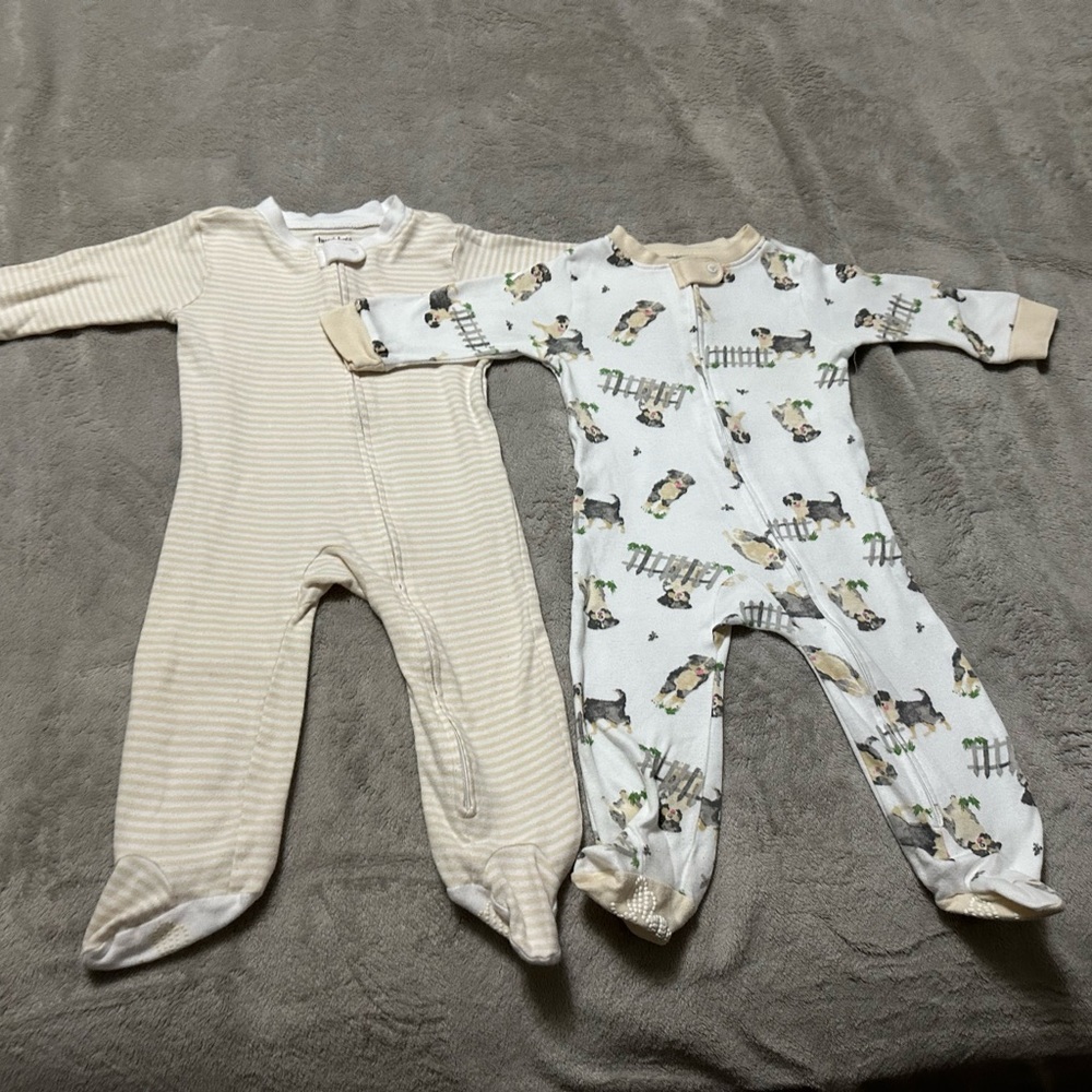 Burt's Bees Cream and White Footies One Pieces